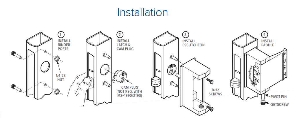 Adams Rite 4591-04 Curved Deadlatch Paddle, Push to Right