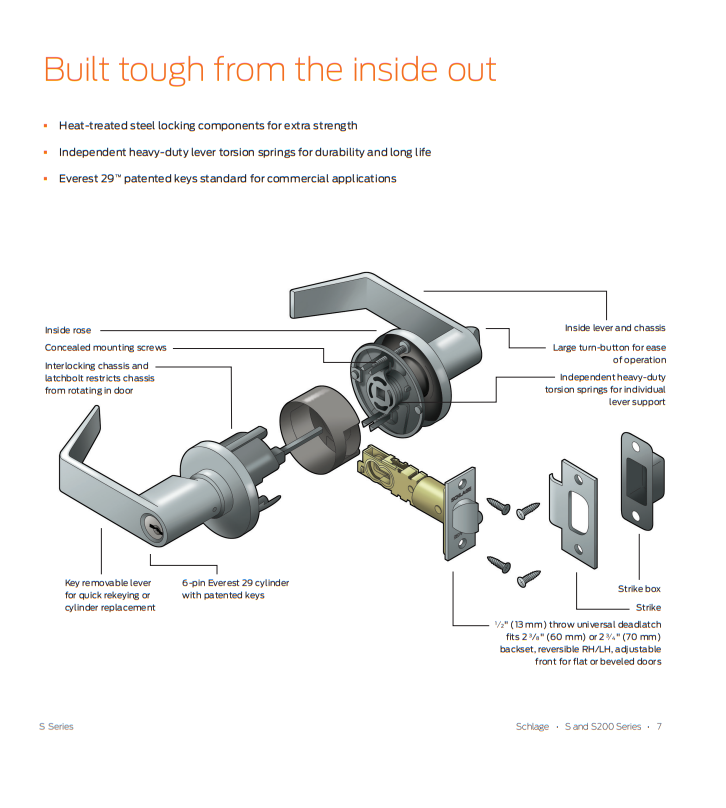 Schlage S51PD NEP Entrance Lever Lock, Neptune Style
