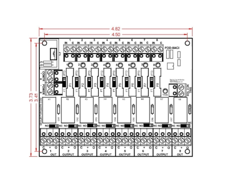 Securitron AQD6 8F8R Switching Power Supply 6 Amp 8 Glass Fused