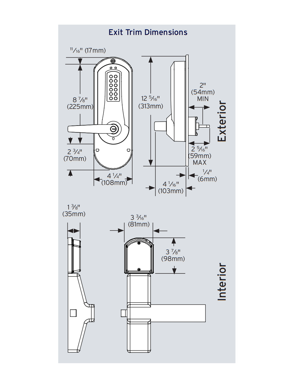 Dormakaba EPlex E5010 Electronic Pushbutton Exit Trim w/ Winston Lever
