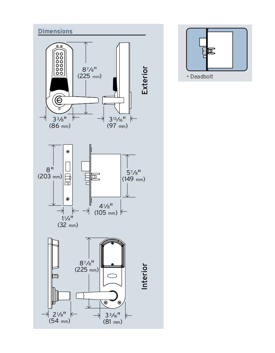 Dormakaba EPlex E5767 Electronic Pushbutton Mortise Prox Lock w/ Deadbolt