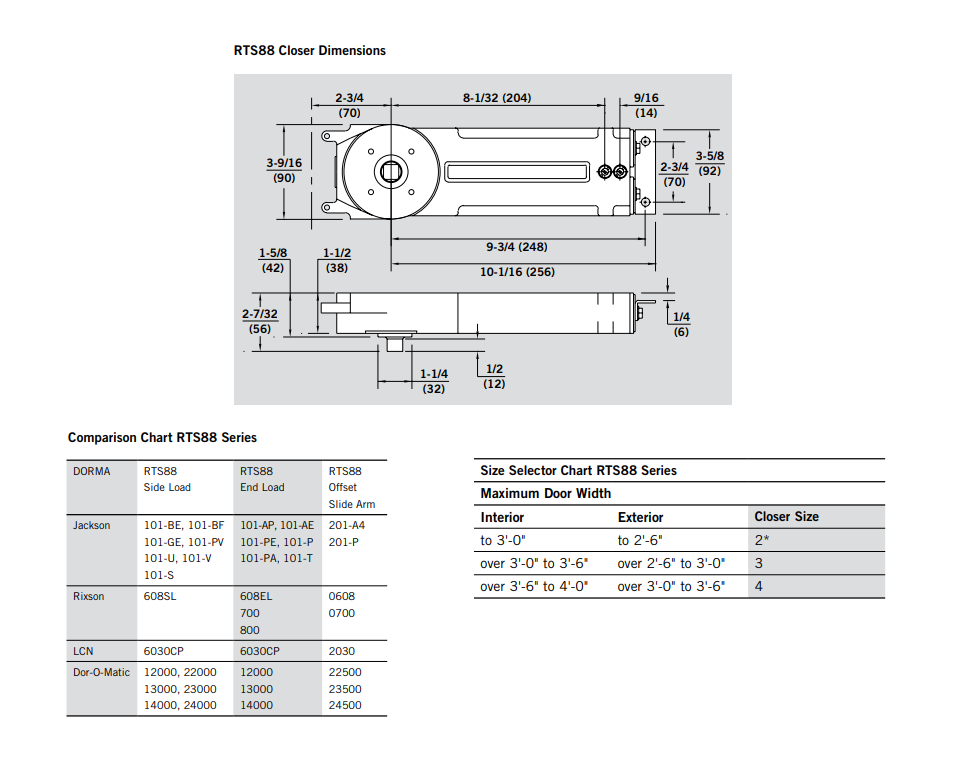 Dormakaba RTS26 105 Overhead Concealed Door Closer for Aluminum