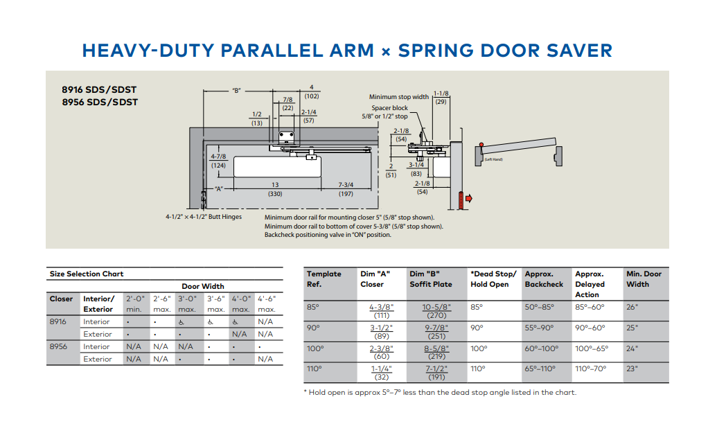 Dormakaba 8916 SDS HeavyDuty Surface Applied Door Closer w/ Spring