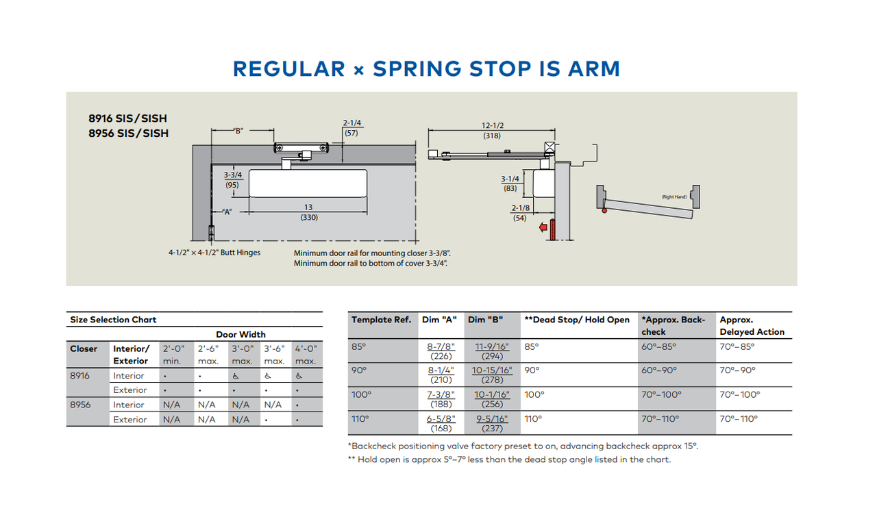 Dormakaba 8916 SIS HeavyDuty Surface Applied Door Closer w/ Spring