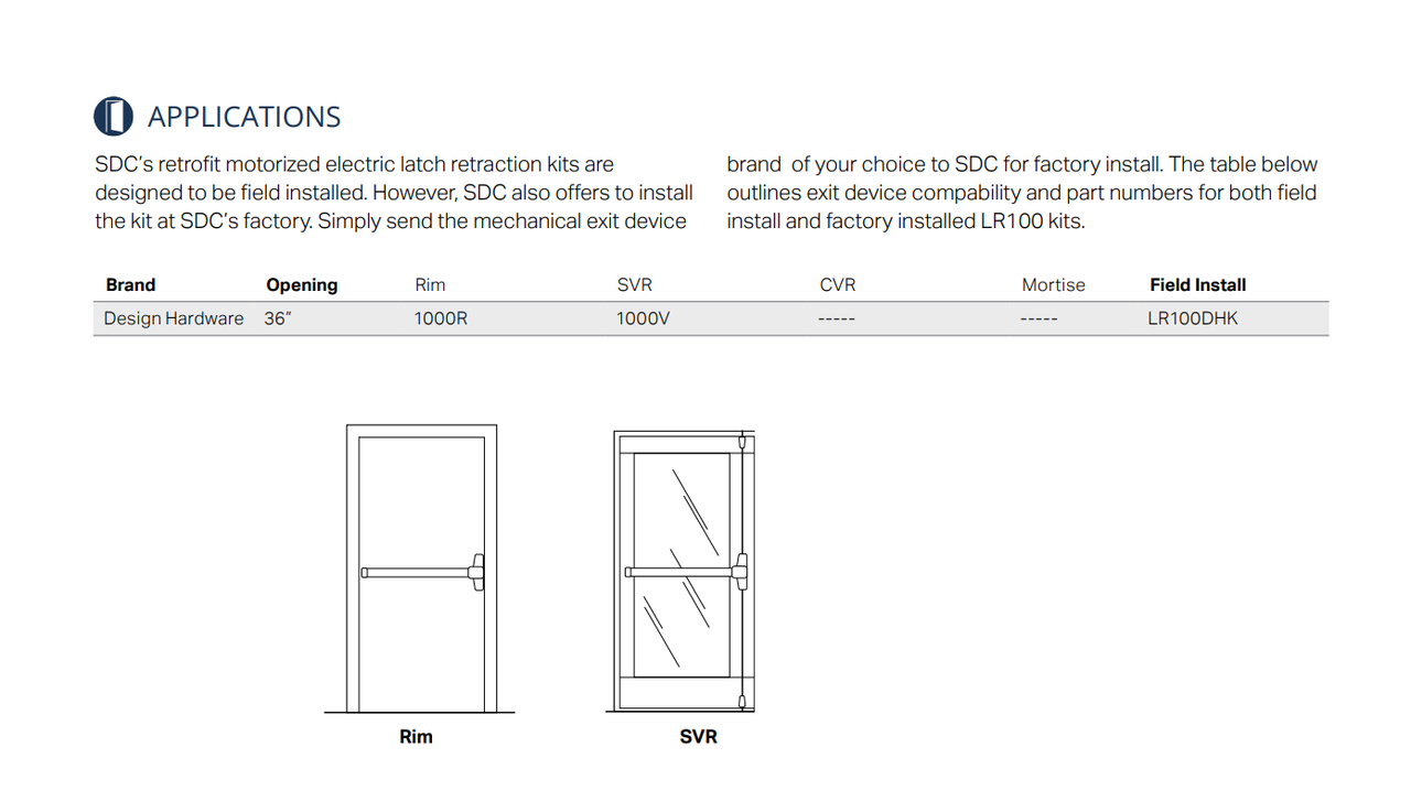 SDC LR100DHK QuietDuo Retrofit Electric Latch Retraction/Dogging Kit