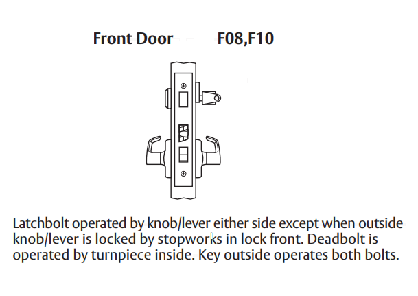 Arrow BM21 VG 26D Front Door Mortise Lock w/ V Lever and G
