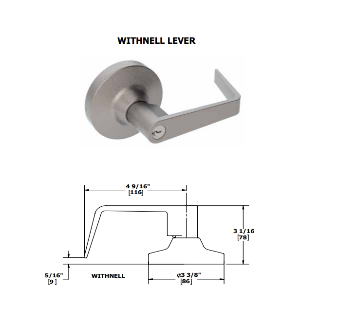 Hager 47KN WTN Night Latch Key in Lever Trim w/ Withnell Lever Style