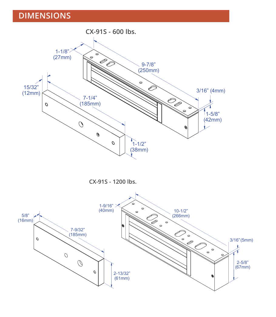 Camden CX-91S Surface Mount Single Door Magnetic Lock Camden CX-91S Surface Mount Single Door Magnetic Lock