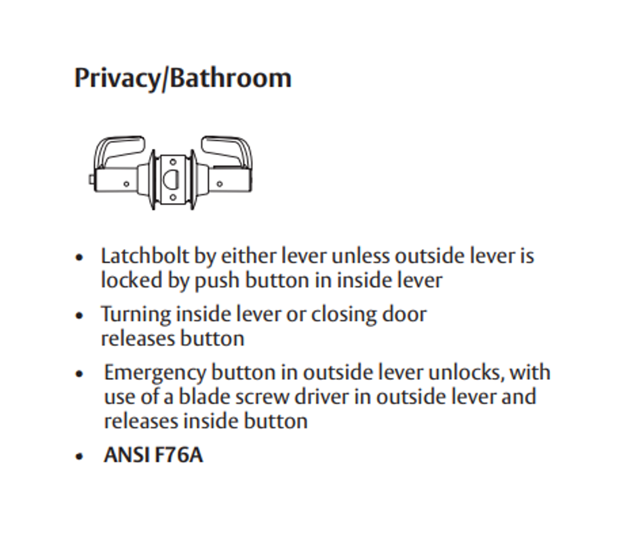 Sargent 28-11U65 LL T-Zone Privacy/Bathroom Lever Lockset