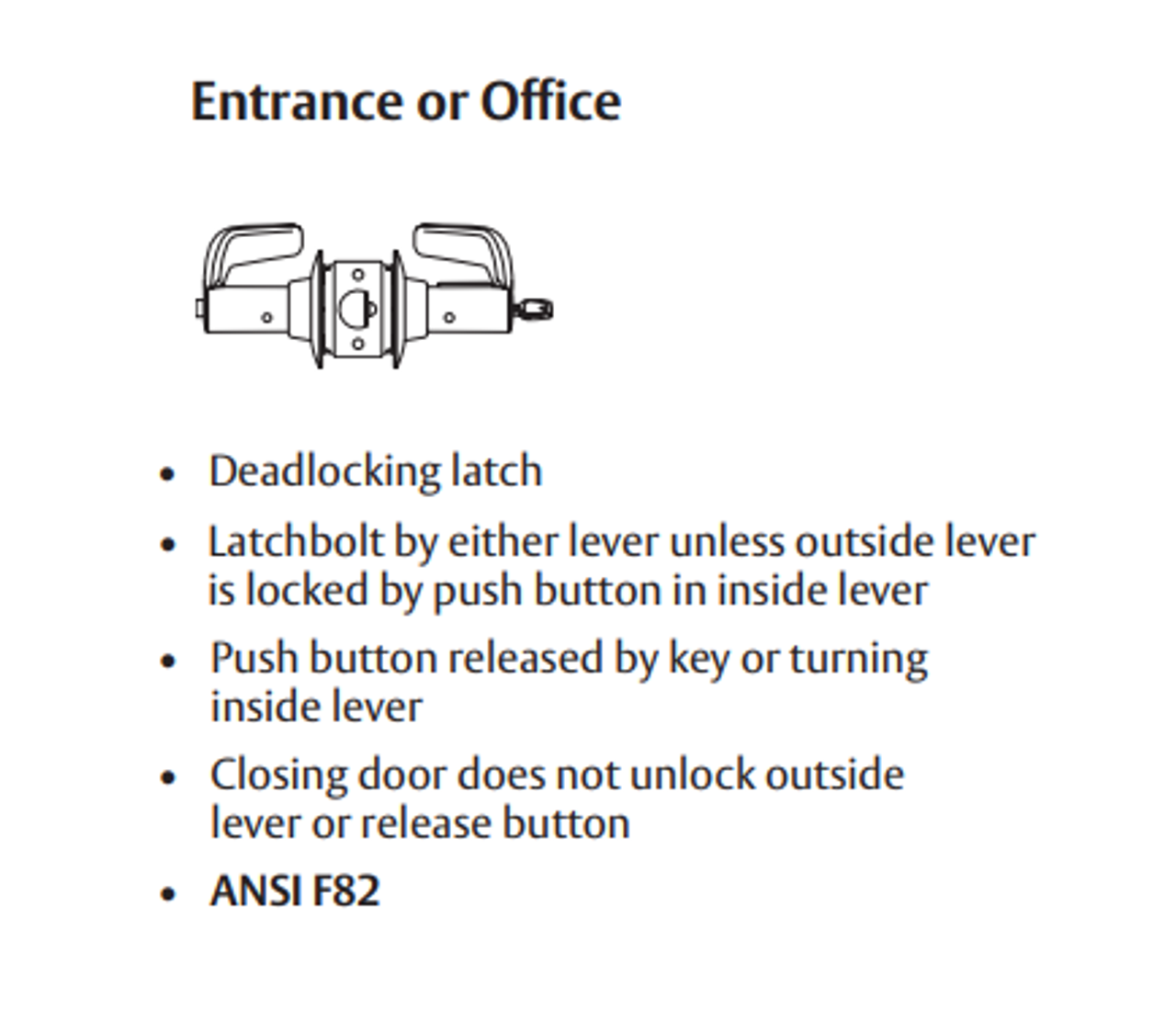 Sargent 28LC-11G24 LP Entrance or Office T-Zone Conventional Less Cylinder  Lever Lock