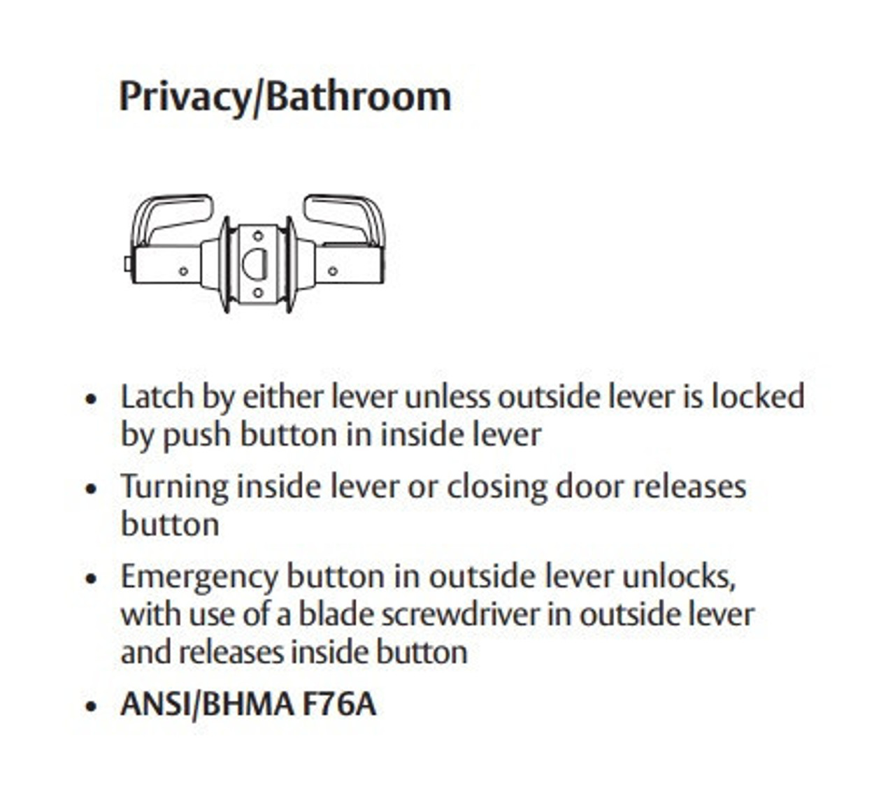 Sargent 28-10U65 LJ Privacy/Bathroom Lever Set