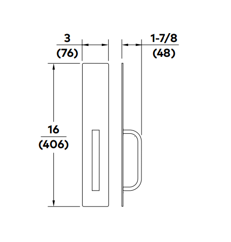 Dorma PRT02 630 Dummy Pull Trim for 9300, 9400 Exit Device, Satin
