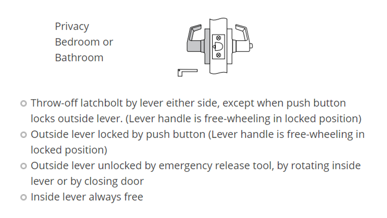 Corbin Russwin CL3820 PZD Grade Privacy Lever Lock