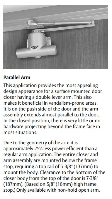 Norton 78B/DPA Traditional Door Closer, Parallel Arm