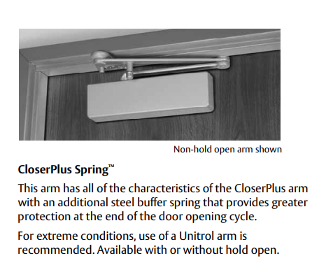 Norton CPS7500 Door Closer w/ CloserPlus Spring Parallel Arm