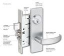 Falcon MA441B DN Classroom Security Mortise Lock, Accepts Small Format IC Core