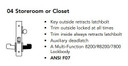 Sargent 60-8204 LNJ Storeroom or Closet Mortise Lock, Accepts Large Format IC Core (LFIC)