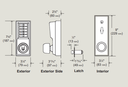 Kaba Simplex 1012 Mechanical Pushbutton Knob Lock, Combination Entry Only, 2-3/8" Backset