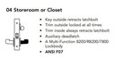 Sargent 60-8204 LNP Storeroom or Closet Mortise Lock, Accepts Large Format IC Core (LFIC)