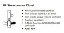Sargent LC-8204 LW1L Storeroom or Closet Mortise Lock, Conventional Less Cylinder