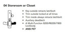 Sargent LC-8204 LW1P 26D Storeroom or Closet Mortise Lock, Conventional Less Cylinder, Satin Chrome Finish