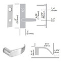 Sargent 60-8205 LW1P 32 Office or Entry Mortise Lock, Accepts Large Format IC Core (LFIC), Bright Stainless Steel Finish