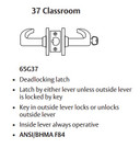 Sargent 28-65G37 KL Classroom Cylindrical Lever Lock