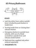 Sargent 28-65U65 KL Privacy/Bathroom Cylindrical Lever Lock