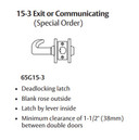 Sargent 28-65G15-3 KL Exit or Communicating Cylindrical Lever Lock