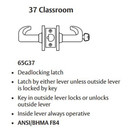Sargent 28-65G37 KB Classroom Cylindrical Lever Lock