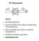Sargent 28-65G37 KP Classroom Cylindrical Lever Lock