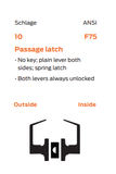 Schlage ALX10 BRW Grade 2 Passage Lever Lock