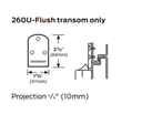 Von Duprin 260U Vertical Rod Top Strike, 22/33A/35A/88/98/9927/57 Panic Strike, Flush Transom