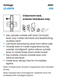 Schlage L9070J 12A Classroom Mortise Lock, Accepts Large Format IC Core (LFIC)