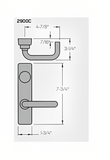 PHI Precision 2908C Narrow Stile Key Controls Lever, "C" Lever Design