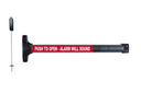Detex V51 EB LD 628 96 36X84 Value Series Surface Vertical Rod Exit Device w/ Battery Operated Alarm, Less Dogging, Surface Strike, Less Bottom Rod, 36" Device for 84" Door Height