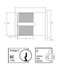 Kaba Ilco 7155SC2-KA 15/16" Mortise Cylinder, Schlage C Keyway, Adams Rite Cam, Keyed Alike