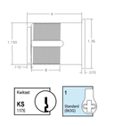 Kaba Ilco 7185KS1-KA2 1-1/8" Mortise Cylinder, Kwikset Keyway, Standard Cam, Keyed Alike in Pairs