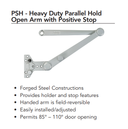 Sargent 351-PSH Powerglide Door Closer, Heavy Duty Parallel Hold Open Arm w/ Positive Stop