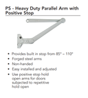 Sargent 281-PS Powerglide Cast Iron Door Closer, Heavy Duty Parallel Arm w/ Positive Stop