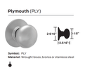 Schlage A70LD PLY Classroom Cylindrical Lock, Plymouth Knob, Less Conventional Cylinder