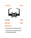 Schlage ND12D TLR Heavy Duty Exit Lever Lock, Tubular Style