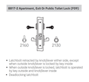 Accentra (Yale) JNR8817-2FL Apartment, Exit or Public Toilet Mortise Lever Lock
