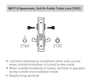 Yale AUCN8817-2FL Apartment, Exit or Public Toilet Mortise Lever Lock