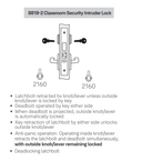 Accentra (Yale) JNR8818-2FL Classroom Security Intruder Mortise Lever Lock