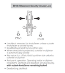 Yale AUCN8818-2FL Classroom Security Intruder Mortise Lever Lock