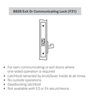 Yale AUCN8828FL Exit or Communicating Mortise Lever Lock