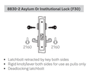 Yale AUCN8830-2FL Asylum or Institutional Mortise Lever Lock