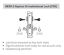 Accentra (Yale) AUCN8830-2FL Asylum or Institutional Mortise Lever Lock
