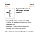 Schlage L460J Cylinder x thumbturn Small Case Mortise Deadbolt, Accepts Large Format IC Core (LFIC)